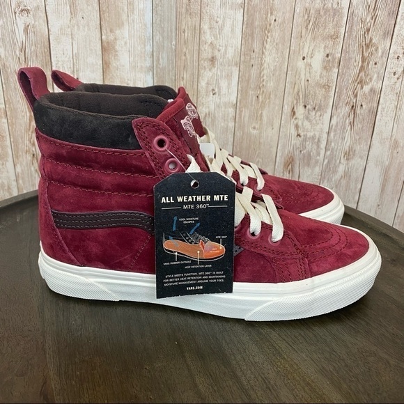 Vans Sk8-Hi Mte Suede Leather Sneakers Biking Red Chocolate Torte Size 7.5 - Picture 5 of 14